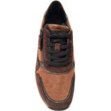 Sneakers - Donkerbruin/Beige - Leer - Vetersluiting/Ritssluiting