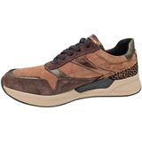 Sneakers - Donkerbruin/Beige - Leer - Vetersluiting/Ritssluiting