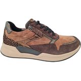 Sneakers - Donkerbruin/Beige - Leer - Vetersluiting/Ritssluiting