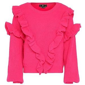 faina Dames Falbala Herfst en Winter Gebreide Trui Voor Gevorderde Roze Maat XL/XXL, roze, XL