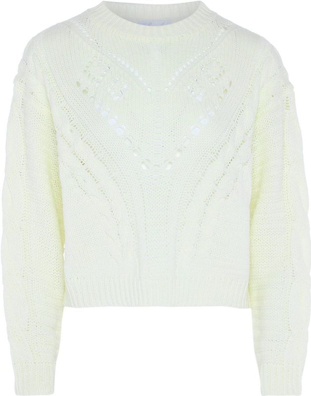 BLONDA - Trui - Wolwit - Effen - Lange Mouw - Normale Pasvorm