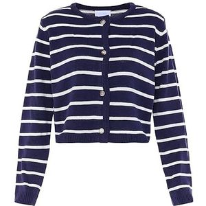 usha - BLUE LABEL - Gebreid Vest - Marine/Wit - Lange Mouw