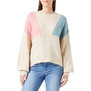 Jalene Dames Kleding Tweekleurige Trui met Ronde Hals Wolwit Meerkleurig Maat XS/S, XS