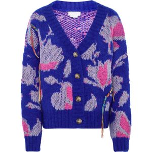 Jalene Gebreid vest  royal blue/koningsblauw / sering / magenta / lichtroze