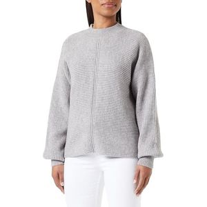 Jalene Dames vleermuisstroom-geribbelde pullover acryl grijs melange maat M/L, grijs melange, M