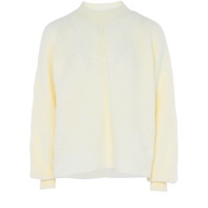 Jalene Dames vleermuisstroom-geribbelde pullover acryl wolwit maat XS/S, wolwit, XS
