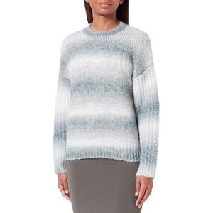 Jalene Dames trendy gestreepte gebreide trui met kleurverloop acryl blauw meerkleurig maat XS/S, Blauw meerkleurig., XS