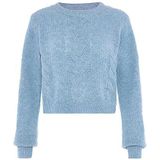 Jalene Stijlvolle, verkorte twist-gebreide trui voor dames, gerecycled polyester, lichtblauw, maat XS/S, lichtblauw, XS