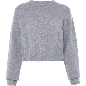Jalene - Gebreide Trui - Grijs Gemêleerd - Verkorte Snit - Gerecycled Polyester