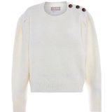 Jalene Dames chique trui met schuine schouderknopen polyester wolwit maat XS/S, wolwit, XS