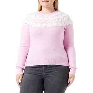 Naemi Dames Sweet Gebreide Trui met Polskraag Acryl Kant Lavendel Maat XL, Lavendel, XL