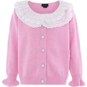 NAEMI Gebreid vest  rosa / wit
