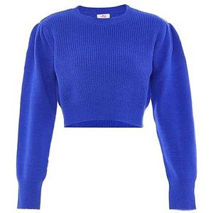 myMo Dames Mode Effen Korte Gebreide Trui Acryl Blauw Maat M/L Trui M, Blauw, M, Blauw