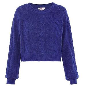 myMo Casual kabelgebreide trui voor dames van gerecycled polyester, blauw, maat XL/XXL, blauw, XL, Blauw