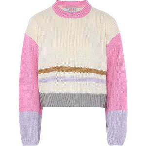 Libbi - Trui - Ombregrijs - Donkergrijs - Lichtroze - Wolwit - Color-Blocking