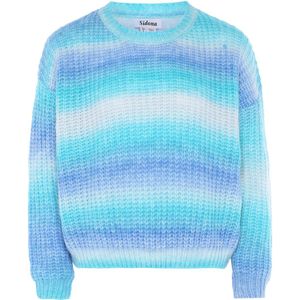 Sidona - Trui - Aqua - Donkerblauw - Wit - Lange Mouw - Normale Pasvorm