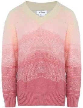 Sidona - Trui - Geel/Pink - V-hals - Lange Mouw