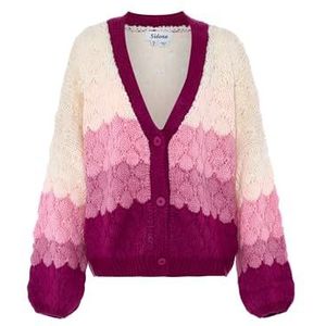 Sidona Gebreid vest  ecru / lila / lichtlila / roodviolet
