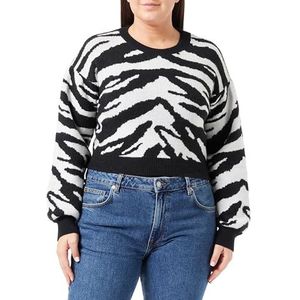 Sookie Dames zebra-gebreide trui acryl zwart wolwit maat XL/XXL, zwart, wolwit., XL