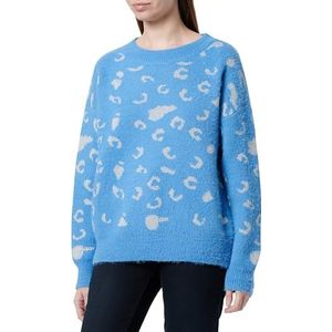 ebeeza Stijlvolle Eenvoud voor dames, ronde hals, lange mouwen, bedrukte trui, gebreide trui, denim, blauw, eenheidsmaat, denim, blauw, Eén maat