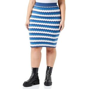 caspio Gebreide damesrok 11026719-CA06, blauw meerkleurig, XL, Blauw meerkleurig., XL