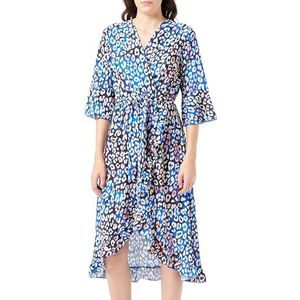 caspio Dames midijurk met luipaardprint 19227147-CA06, blauw meerkleurig, S, Blauw meerkleurig., S