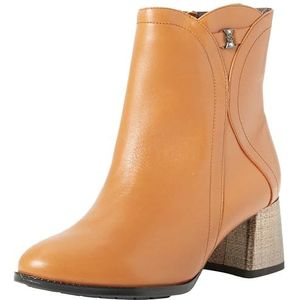 LEOMIA Bottines en cuir pour femme, camel, 37 EU