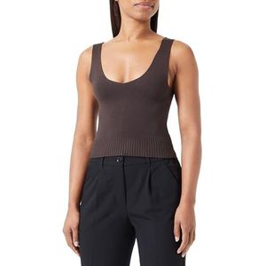 NAEMI Gebreide tanktop voor dames, donkerbruin, S