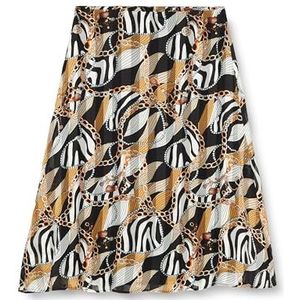 NAEMI Dames midirok met allover-print 19226449-NA01, zwart meerkleurig, XL, Zwart meerkleurig., XL