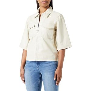 NAEMI Leren overhemd voor dames, wolwit, M
