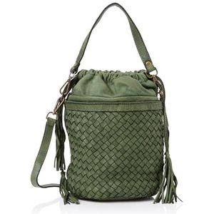 ZITHA Dames Bucket Bag van leer schoudertas, groen, Eén Maat