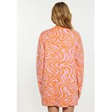 Mymo - Vest - Roze Oranje - Lang Jacquardvest