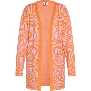 Mymo - Vest - Roze Oranje - Lang Jacquardvest