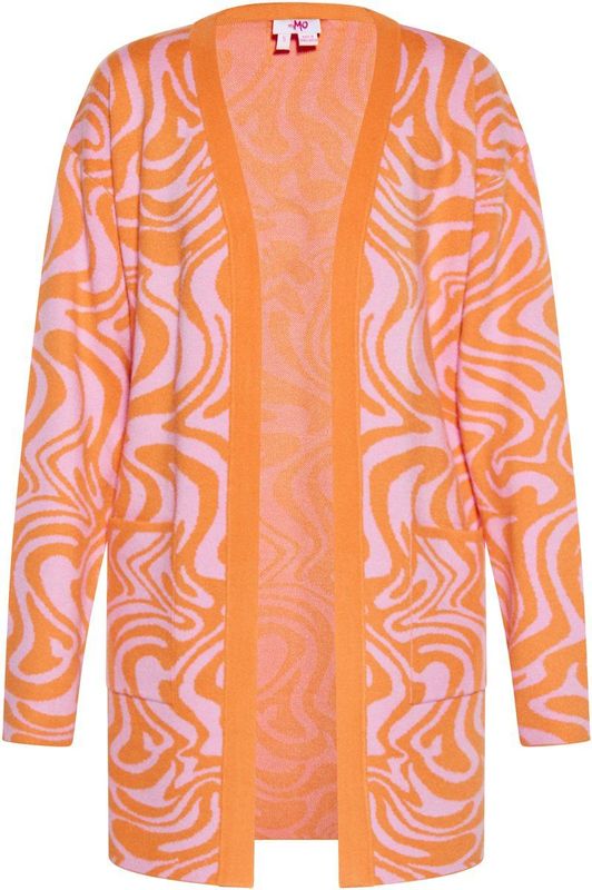 Mymo - Vest - Roze Oranje - Lang Jacquardvest