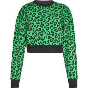Mymo - Sweatshirt - Groen - Dames - Cropped met Dierenprint