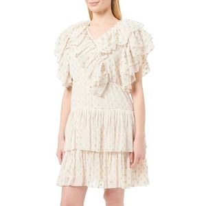 COBIE Damesjurk met ruches 19227431-CO01, wolwit met gouden stippen, S, Wolwit met gouden stippen, S