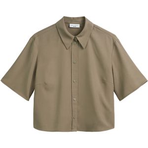 Marc O'Polo Denim damesblouse met korte mouwen en kentkraag, cropped, 3967, S