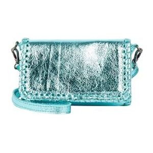 isha Dames handtas van metallic leer, turkoois, turquoise