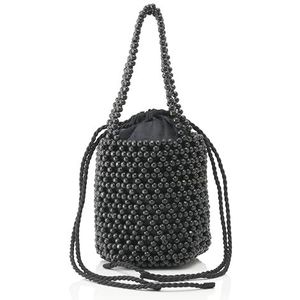 MAHISHA Dames Bucket Bag van parels, zwart, zwart