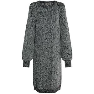 NAEMI Gebreide damesjurk 19228924-NA01, zwart gemêleerd zilver, XS/S, gebreide jurk, XS/S