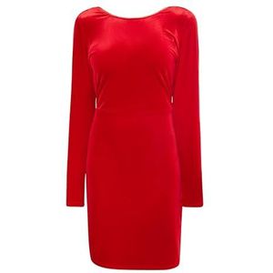 NAEMI Dames fluwelen jurk met strass 19229181-NA01, ROOD, M, rood, M