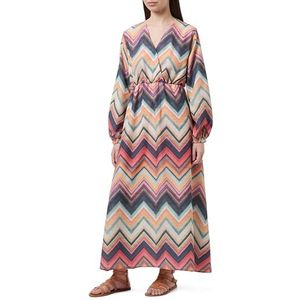 NALLY Maxi-jurk met lange mouwen voor dames, zigzagprint, M