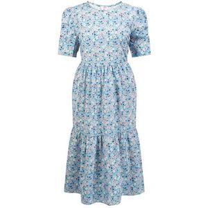 Mymo - Midi-jurk - Blauw - Dames - Korte Mouwen
