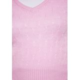 Mymo - Slipover - Vest - Roze - Gehaakt met V-hals en geribde zoom