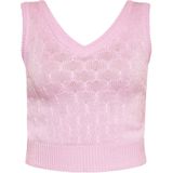 Mymo - Slipover - Vest - Roze - Gehaakt met V-hals en geribde zoom