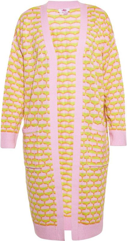 Mymo - Vest - Roze Limoen Oranje - Jacquard - Lange Mouwen