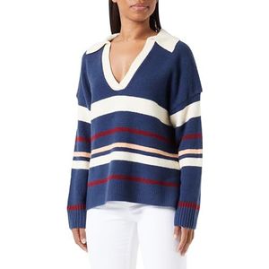 kilata Pull tricoté pour femme, Bleu marine multicolore., XS-S