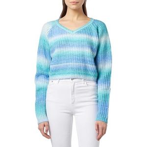 LIBBI Dames gebreide trui 12425239-LI01, turquoise meerkleurig, M/L, turquoise meerkleurig, M/L