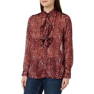 nascita Blouse met ruches en luipaardprint Damesblouse met ruches en luipaardprint, Rood, M