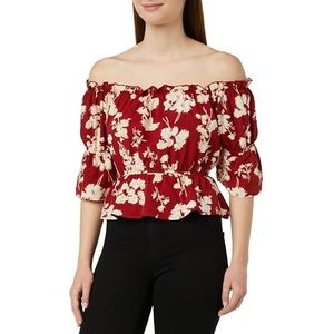 paino Dames Carmenblouse 19523061-PA01, rood wit, XS, rood/wit, XS